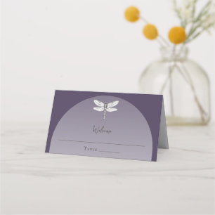Dark Purple Dragonfly Wedding Place Card