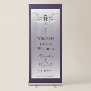 Dark Purple Dragonfly Wedding Retractable Banner