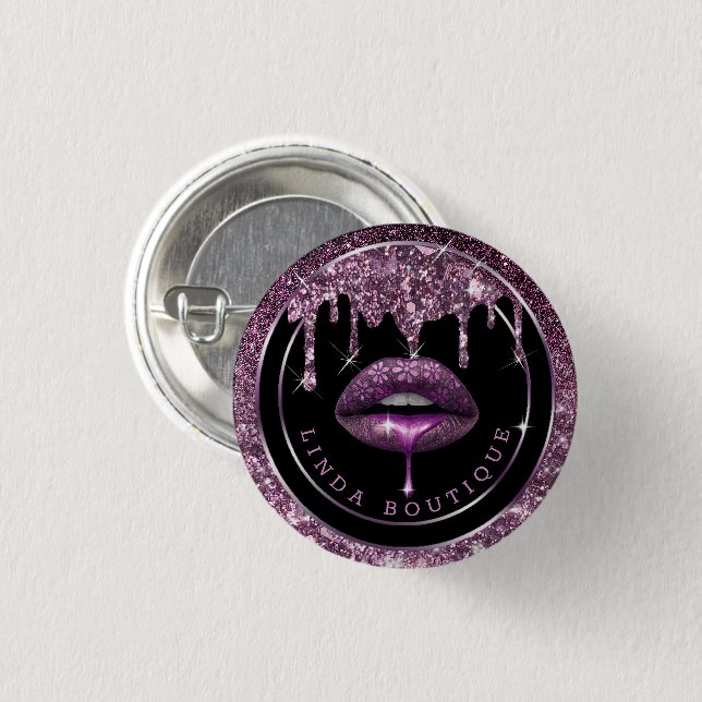 Dark purple drips | luxury lips button (Front & Back)