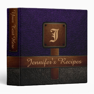 Dark Purple Elegant Recipe Leather Look Binder