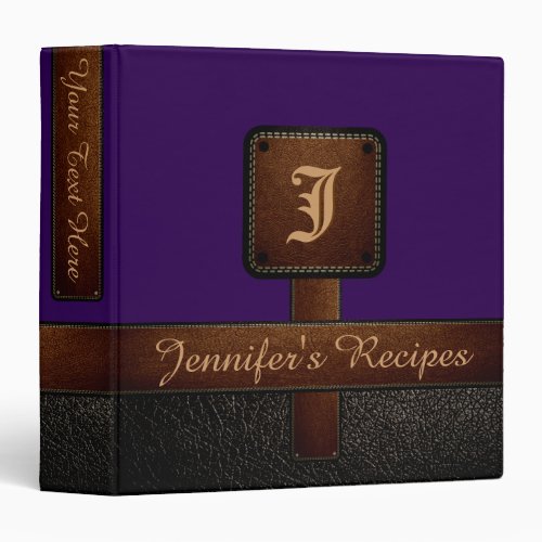 Dark Purple Elegant Recipe Leather Look Binder