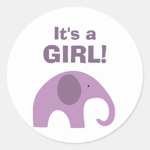 Dark Purple Elephant Baby Shower Seal