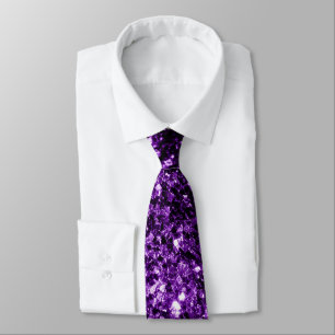 Dark Purple fake shiny glitter sparkles Tie