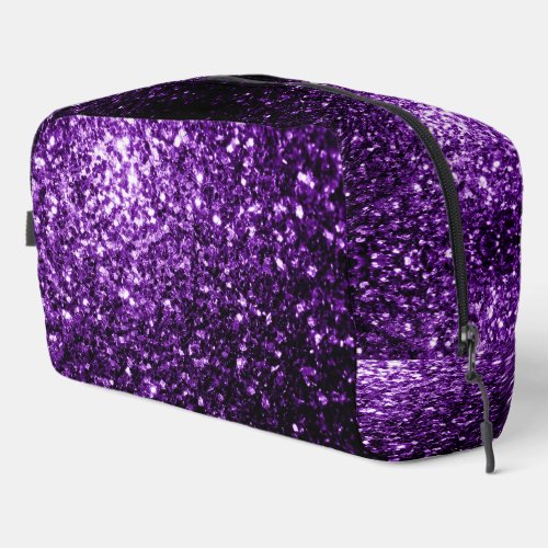 Dark purple faux glitter sparkles dopp kit