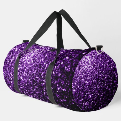 Dark purple faux glitter sparkles duffle bag