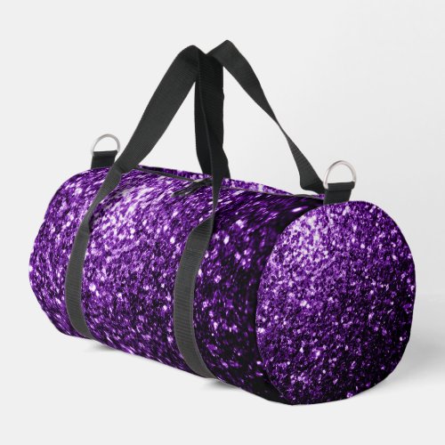 Dark purple faux glitter sparkles duffle bag