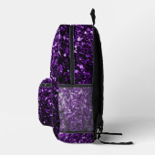Dark purple faux glitter sparkles Monogram Printed Backpack (Right)