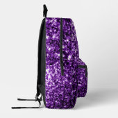 Dark purple faux glitter sparkles Monogram Printed Backpack (Left)