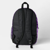Dark purple faux glitter sparkles Monogram Printed Backpack (Back)