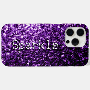 Dark purple faux glitters sparkles Your text iPhone 15 Pro Max Case