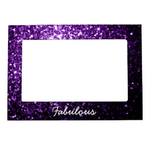 Dark Purple faux shiny glitter sparkle Personalize Magnetic Frame