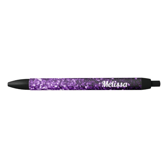 Dark Purple faux shiny glitter sparkle Personalize Pen (Front)