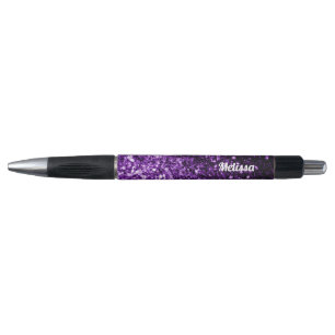 Dark Purple faux shiny glitter sparkle Personalize Pen
