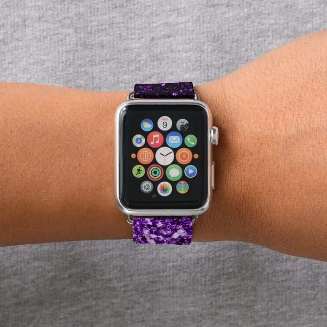 Dark Purple faux shiny glitter sparkles Apple Watch Band (In Situ)
