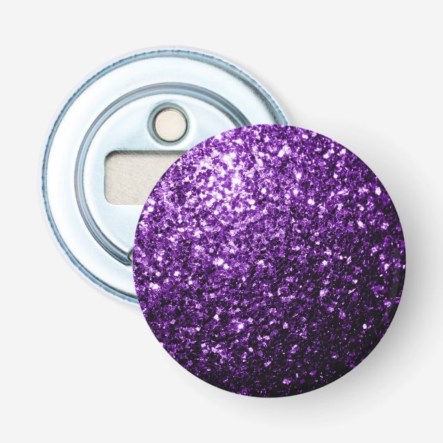 Dark Purple faux shiny glitter sparkles Bottle Opener (Front)