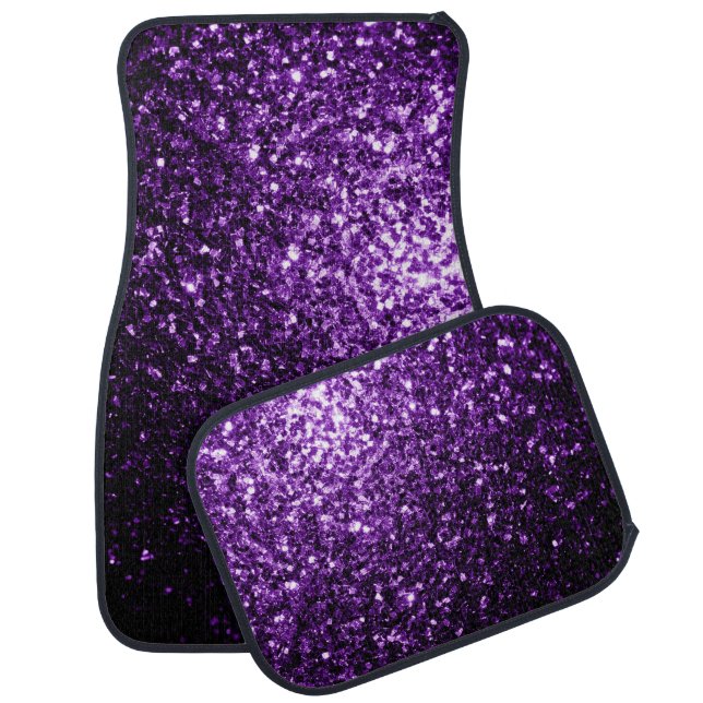 Dark Purple faux shiny glitter sparkles Car Floor Mat (Set)