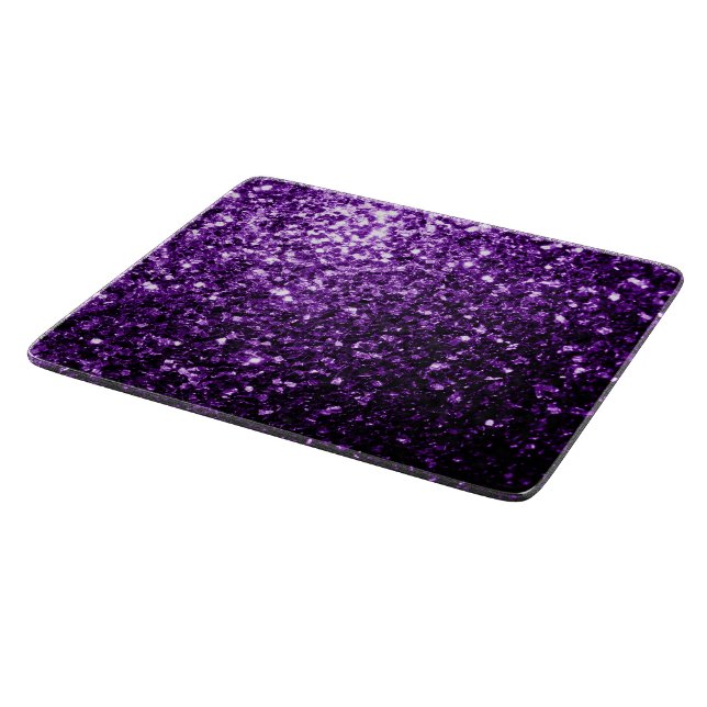 Dark Purple faux shiny glitter sparkles Cutting Board (Corner)