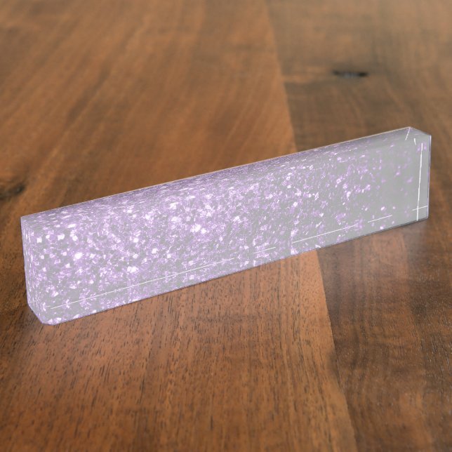 Dark Purple faux shiny glitter sparkles Desk Name Plate (Side)