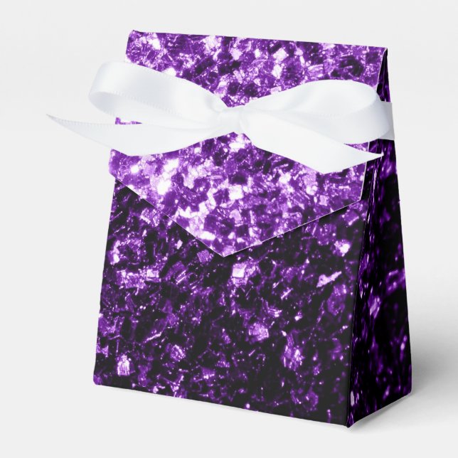 Dark Purple faux shiny glitter sparkles Favor Boxes (Front Side)