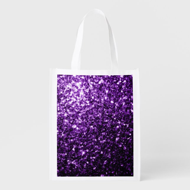 Dark Purple faux shiny glitter sparkles Grocery Bag (Front)