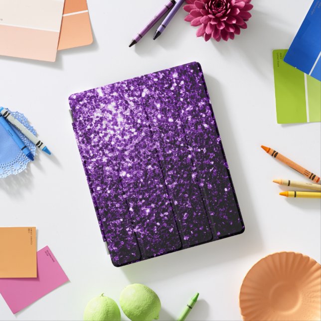 Dark Purple faux shiny glitter sparkles iPad Air Cover (In Situ)