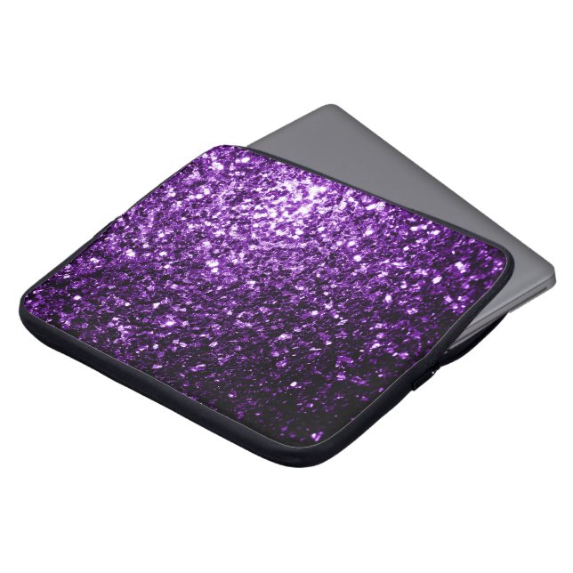Dark Purple faux shiny glitter sparkles Laptop Sleeve (Front Top)