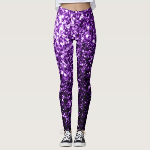 Dark Purple faux shiny glitter sparkles Leggings