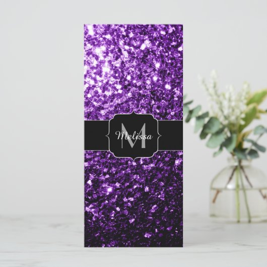 Dark Purple faux shiny glitter sparkles Monogram (Standing Front)
