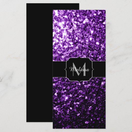 Dark Purple faux shiny glitter sparkles Monogram (Front/Back)