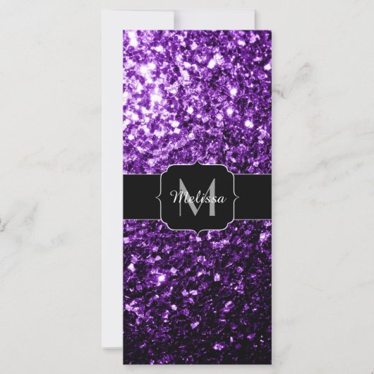 Dark Purple faux shiny glitter sparkles Monogram (Front)