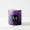 Dark Purple faux shiny glitter sparkles Monogram