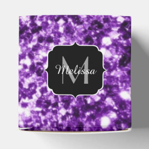 Dark Purple faux shiny glitter sparkles Monogram Favor Boxes