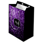 Dark Purple faux shiny glitter sparkles Monogram