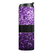 Dark Purple faux shiny glitter sparkles Monogram Thermal Tumbler (Rotated Left)