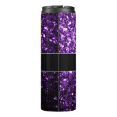 Dark Purple faux shiny glitter sparkles Monogram Thermal Tumbler (Back)