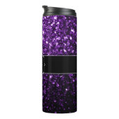 Dark Purple faux shiny glitter sparkles Monogram Thermal Tumbler (Rotated Right)