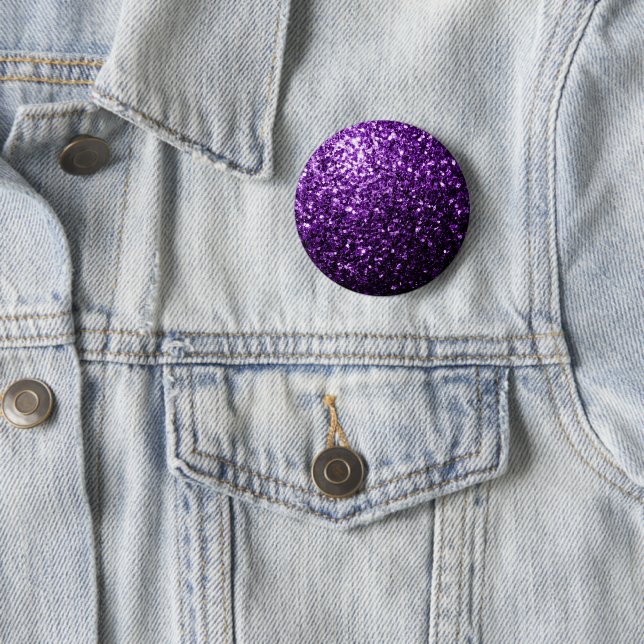 Dark Purple faux shiny glitter sparkles Pinback Button (In Situ)