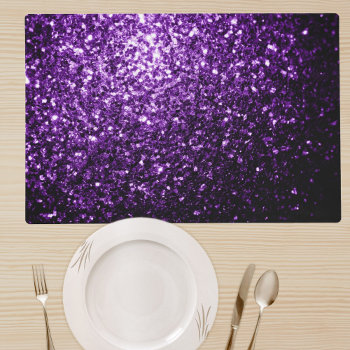 Dark Purple Faux Shiny Glitter Sparkles Placemat by PLdesign at Zazzle