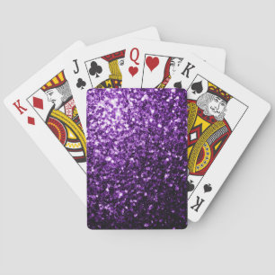 Dark Purple faux shiny glitter sparkles Poker Cards