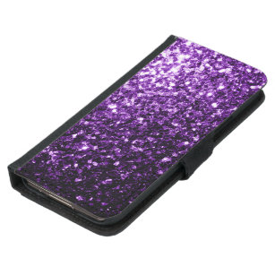 Dark Purple faux shiny glitter sparkles Samsung Galaxy S5 Wallet Case