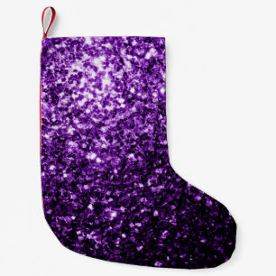 Dark Purple faux shiny glitter sparkles Small Christmas Stocking