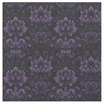 Dark Purple Floral Damas on Black Fabric