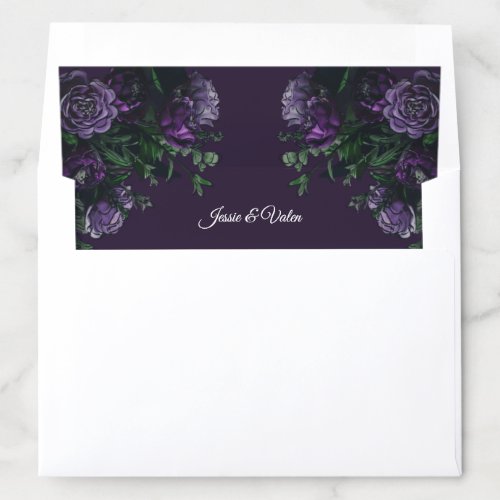 Dark Purple Floral Elegant Wedding Gothic Envelope Liner