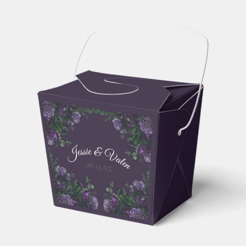 Dark Purple Floral Elegant Wedding Gothic Favor Boxes