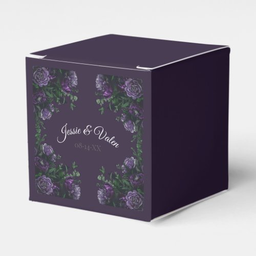 Dark Purple Floral Elegant Wedding Gothic Favor Boxes