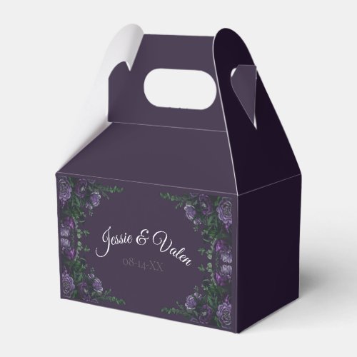 Dark Purple Floral Elegant Wedding Gothic Favor Boxes