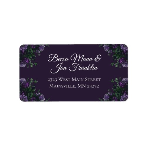 Dark Purple Floral Elegant Wedding Gothic Label