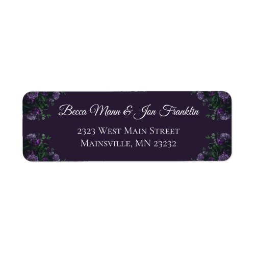 Dark Purple Floral Elegant Wedding Gothic Label