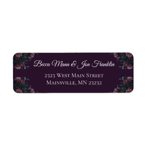 Dark Purple Floral Elegant Wedding Maroon Mauve Label