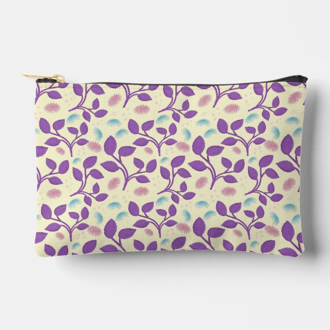Dark Purple Floral Pattern | Aesthetic Seamless  Accessory Pouch (Front)